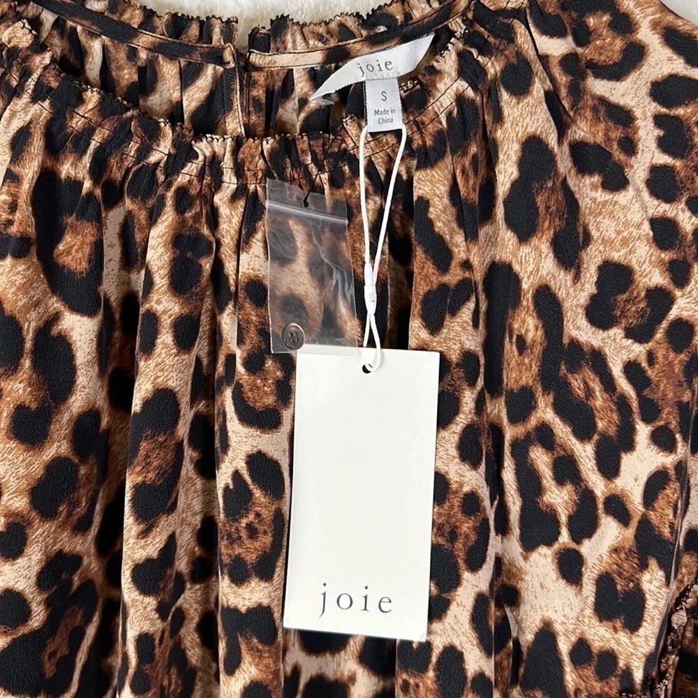 Joie Silk Animal Print Leopard Flutter Sleeve Top Size S